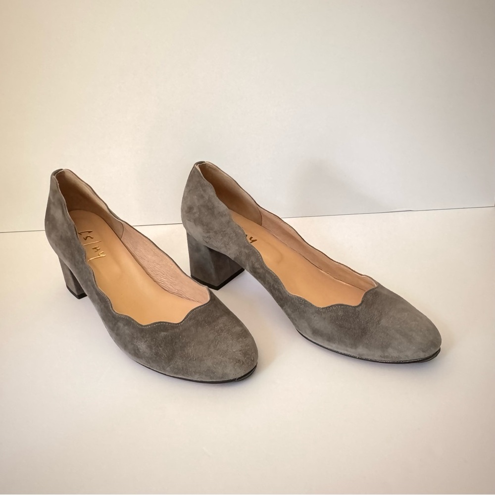 FRENCH SOLE Wave Suede Anthracite Gray Block Heel Pumps 2.5” with Box Size 10.5 - Picture 5 of 15